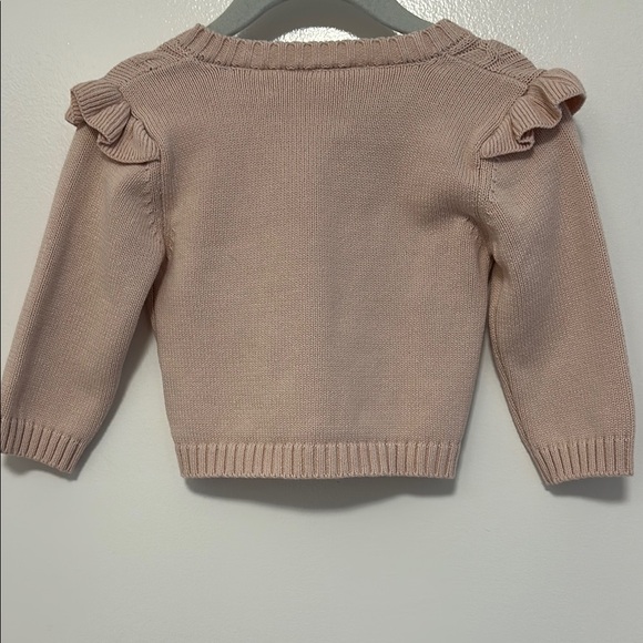 Cream Cropped Sweater with Floral Embroidery and Puffed Shoulders - Picture 6 of 7